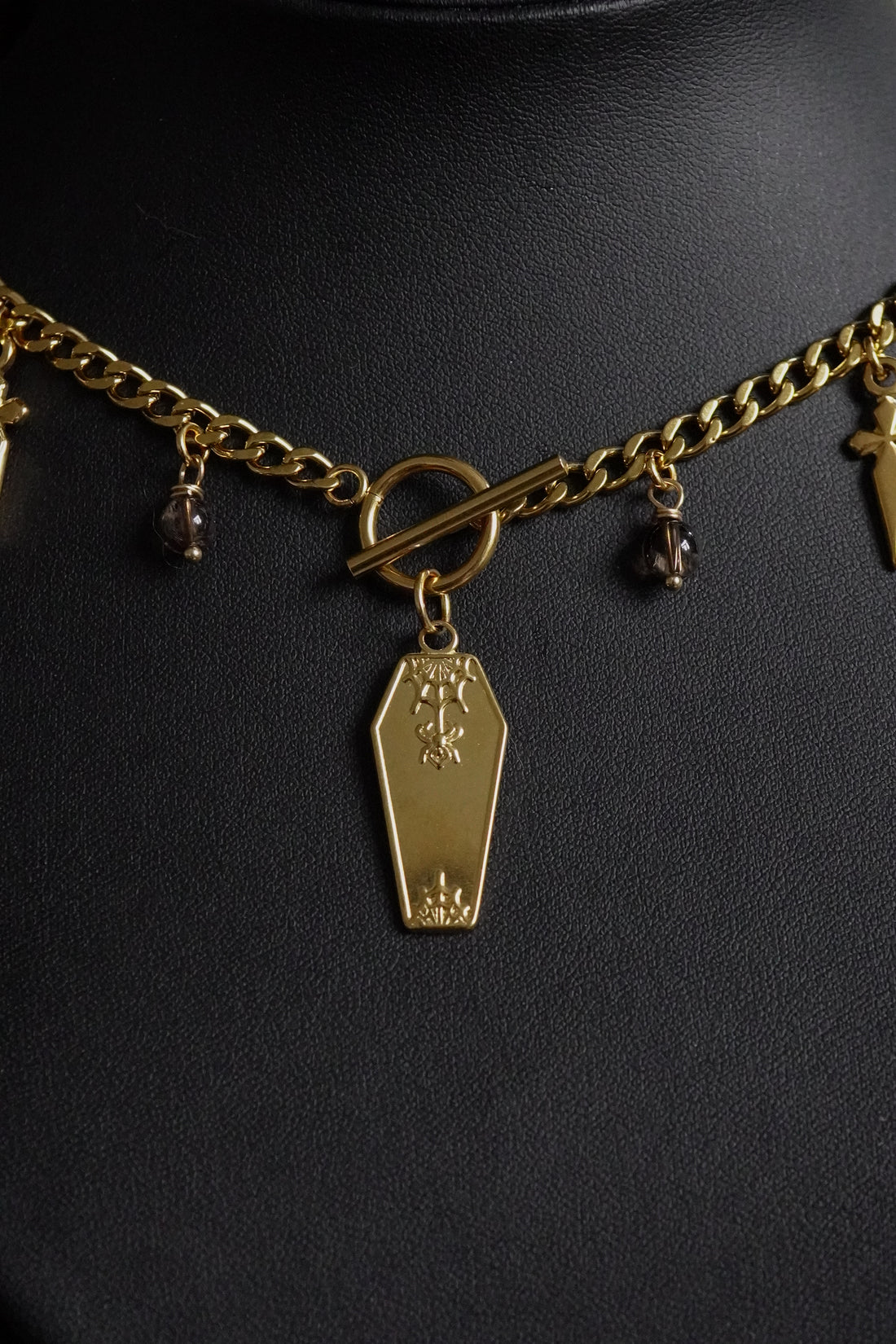 Collier « Coffin » ⚰️ • Quartz fumé • Gold