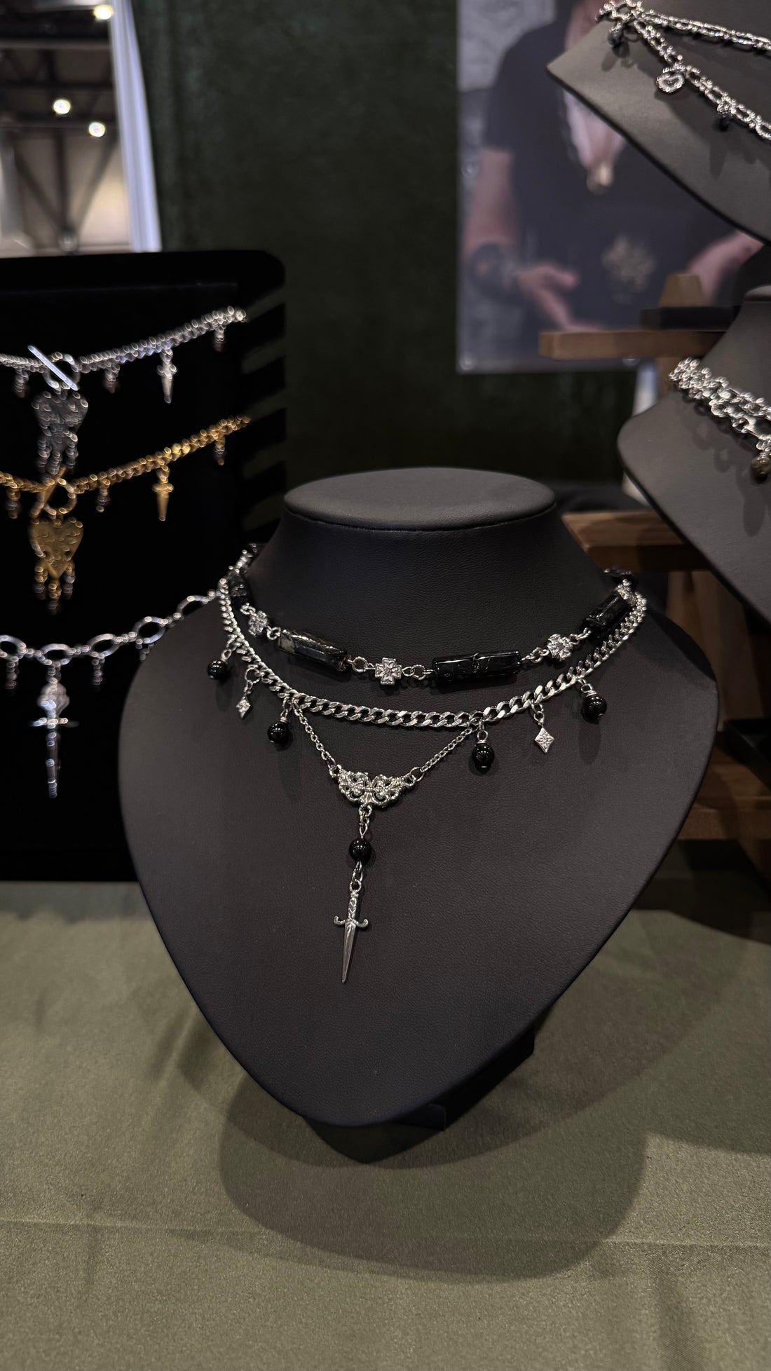 Set 2 colliers « Knight’s oath » 🗡️ • Argenté • Tourmaline noire