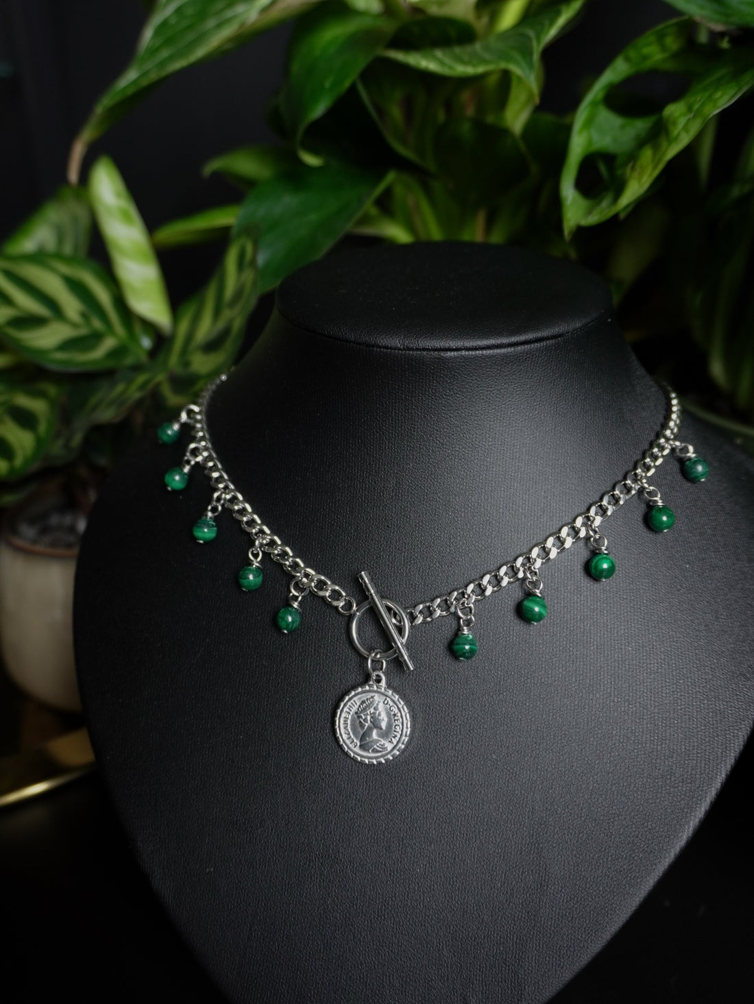 Collier « Old Money » 🪙 • Malachite • Argenté