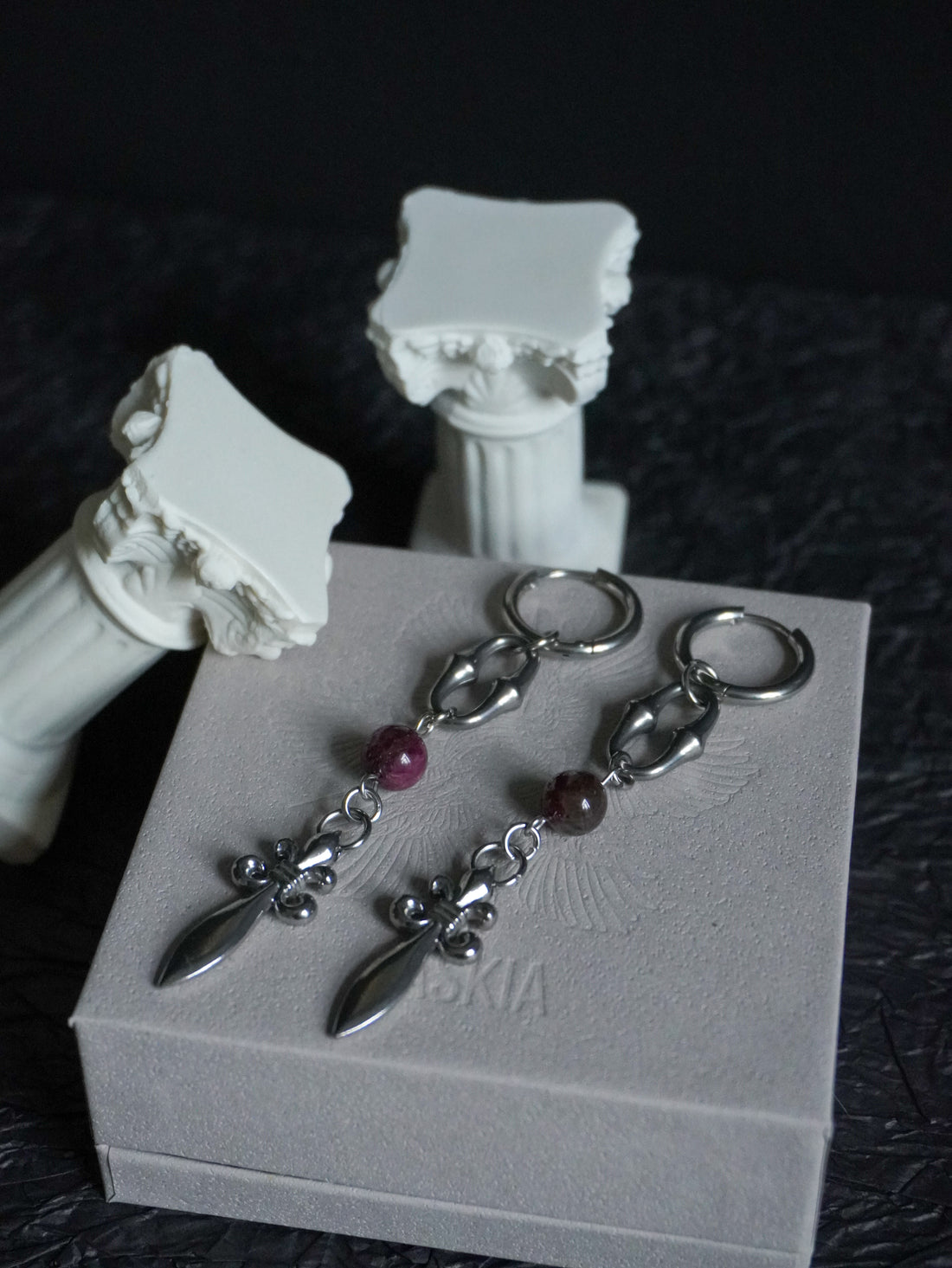 Créoles « Baroque » • Tourmaline rose • Silver