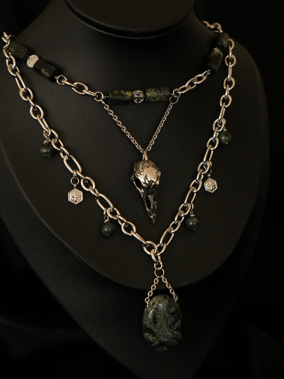 Collier « Omen » 🐦‍⬛🍂 • Jaspe Kambaba