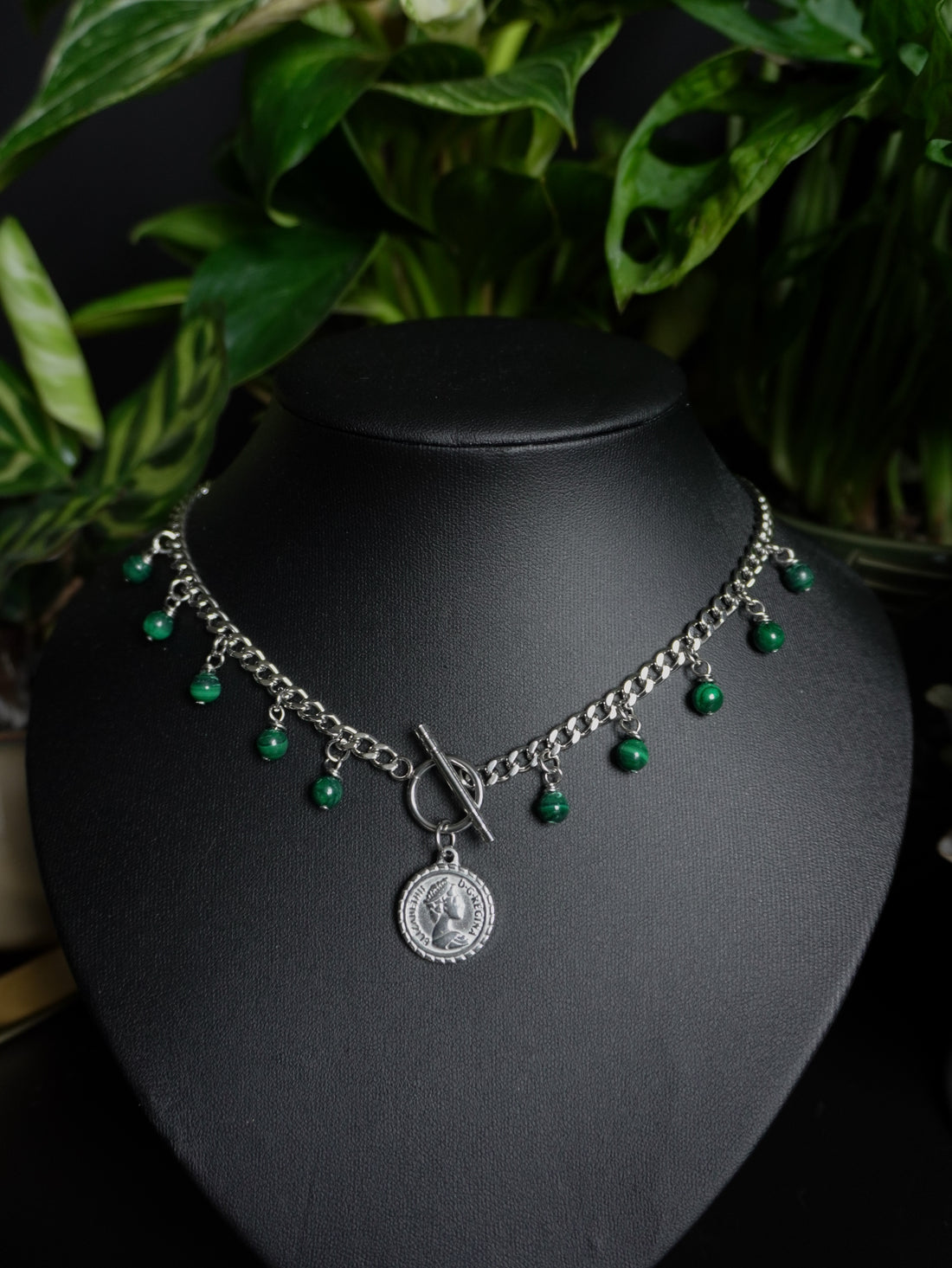 Collier « Old Money » 🪙 • Malachite • Argenté