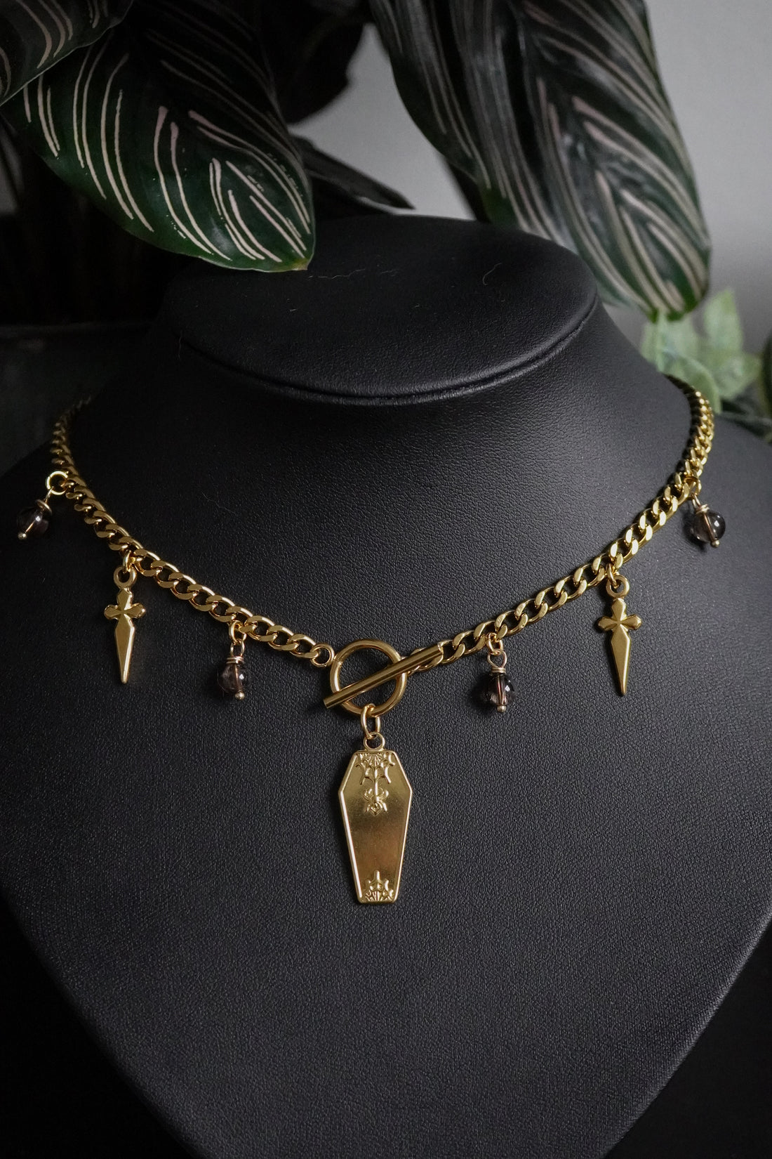 Collier « Coffin » ⚰️ • Quartz fumé • Gold