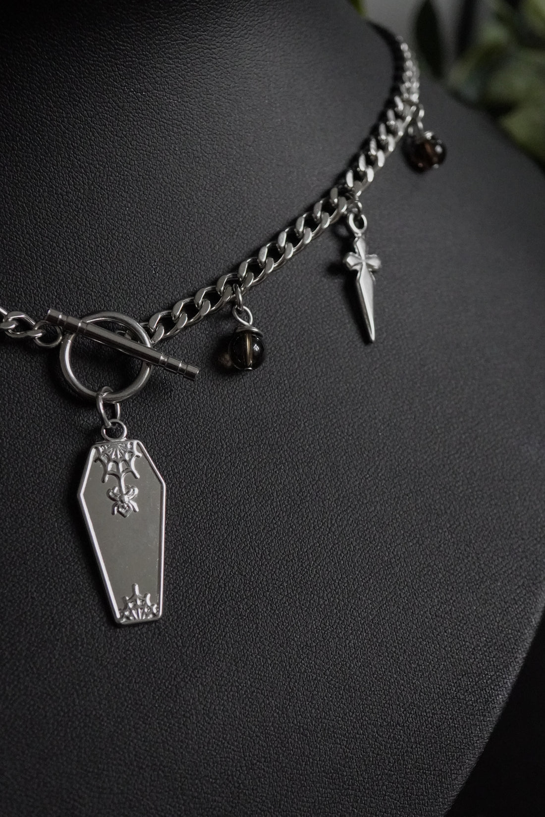 Collier « Coffin » ⚰️ • Quartz fumé • Silver