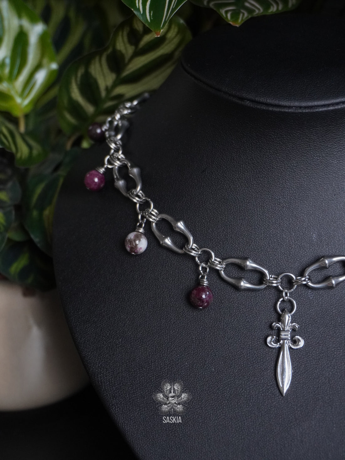 Collier « Baroque » • Tourmaline rose • Silver