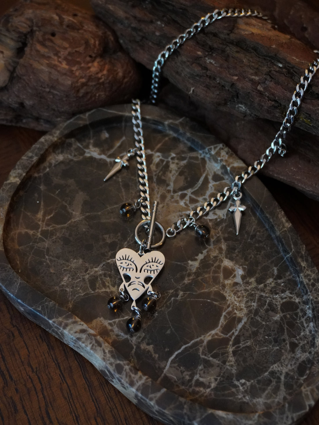 Collier « Cry Baby » 💧• Argenté • Quart fumé